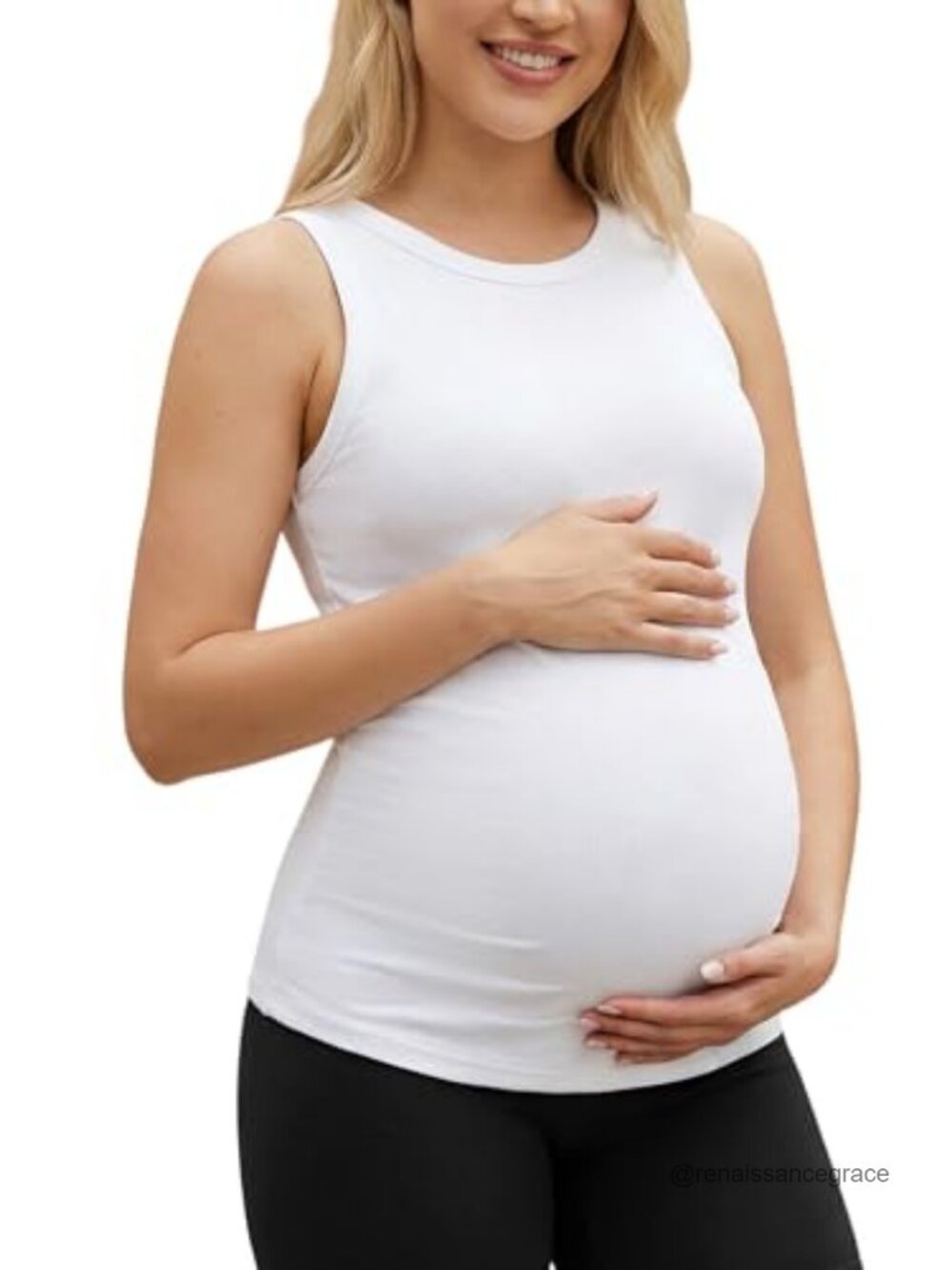 Cotton Maternity Tank Tops with Built-in Bras Sleeveless Ribbed Knit Nursing